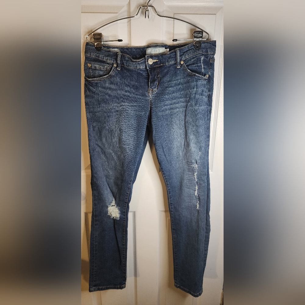Torrid Blue Boyfriend Jeans with Distressed Details